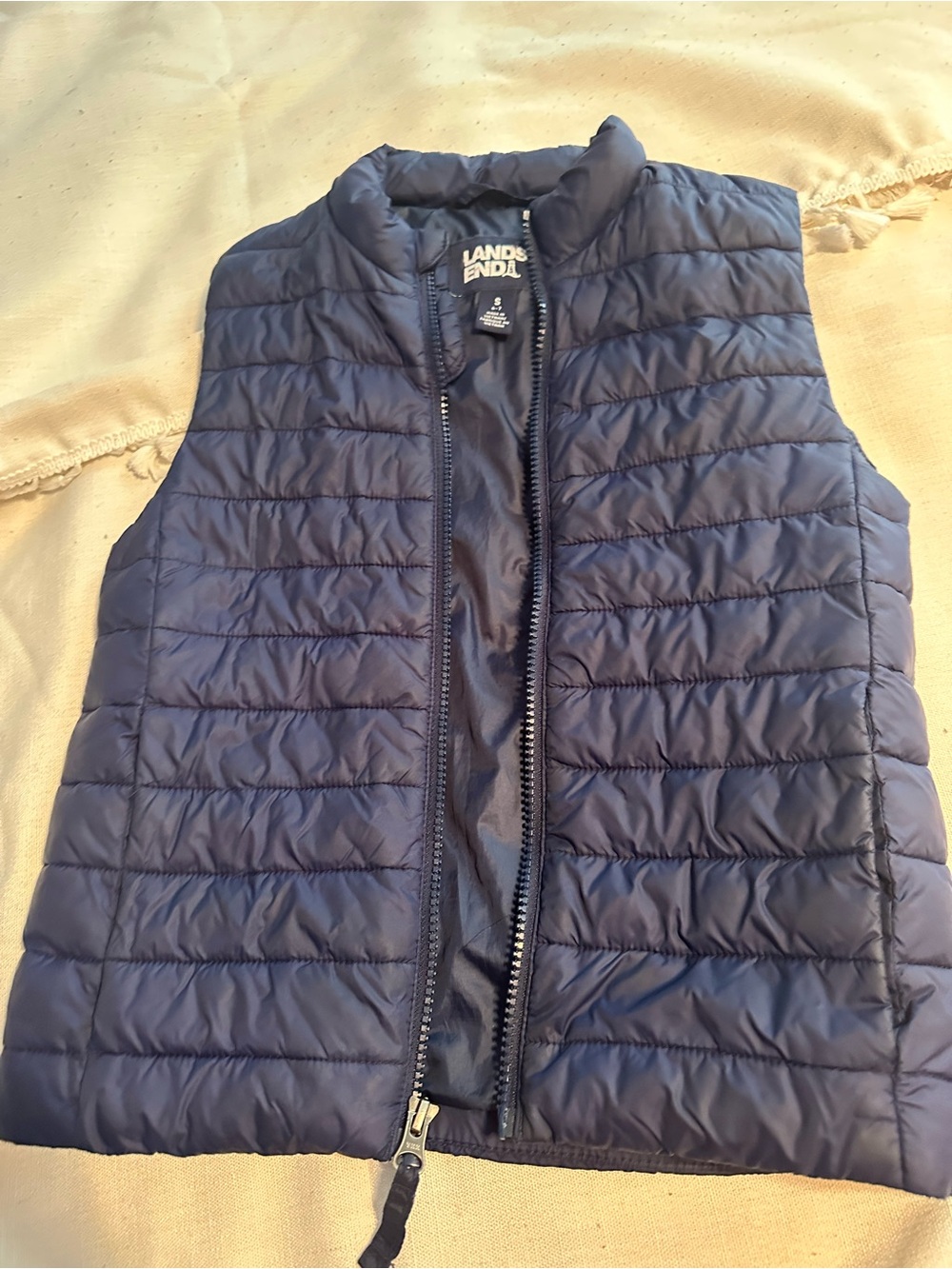 Lands' End Dark Blue Quilted Kids Puffer Vest